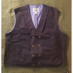 FRONTIER CLASSICS Mens XL Waistcoat Vest Double Breasted Black Western Cosplay